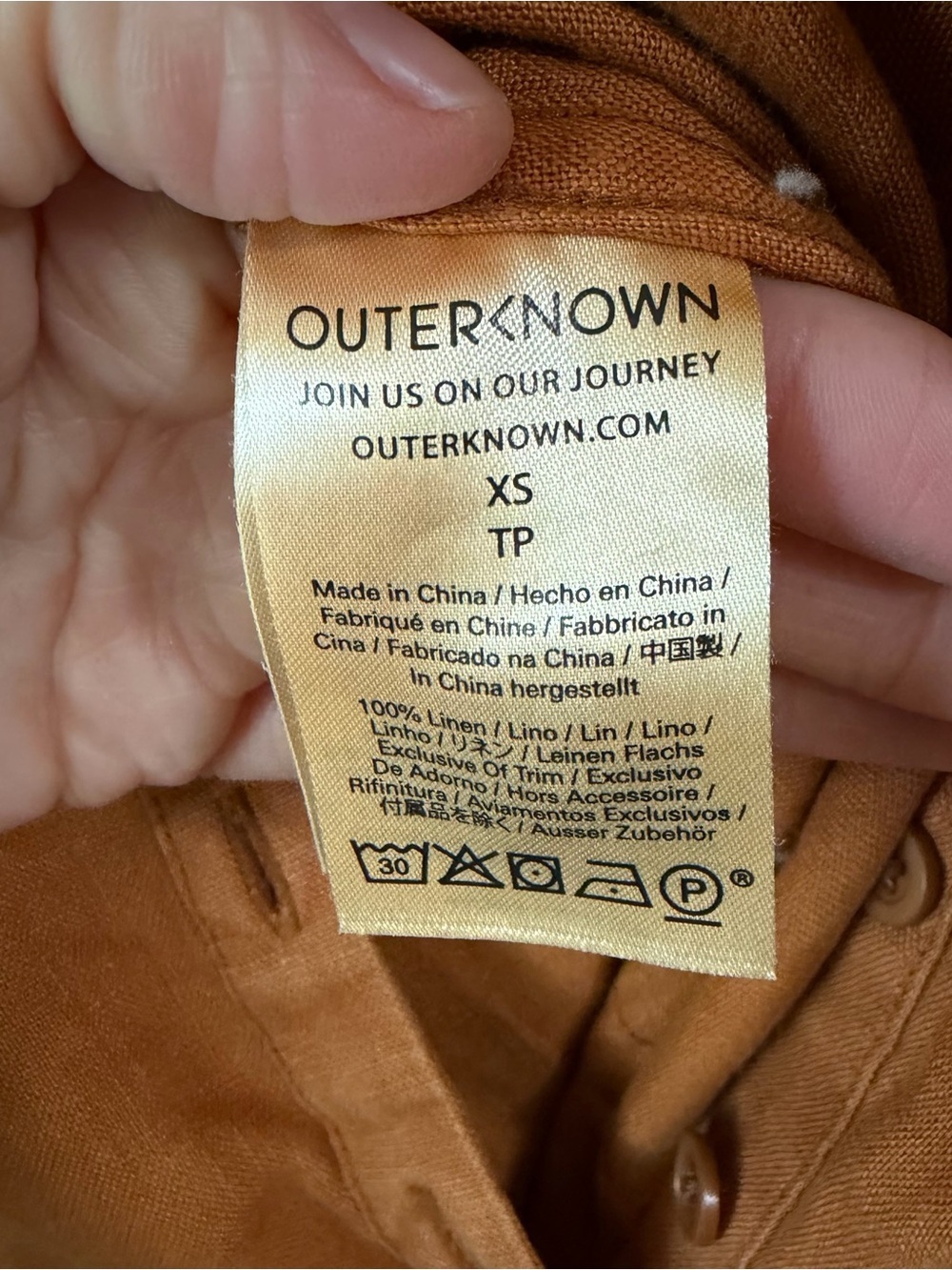 Outerknown Retrograde Linen Jumpsuit Rustic Orange Boho Utility Coveralls XS - Picture 12 of 14